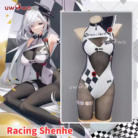 LAST BATCH UWOWO Shenhe Cosplay Genshin Impact Fanart: Racing Ver. Shenhe Cosplay Bodysuit Leather H