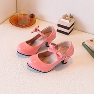 Girls High Heels Little Princess Shoes Red Children's Leather Shoes Little Girls Performance Catwalk