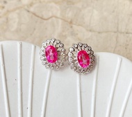 天然粉色托帕石耳環925純銀耳環戒指裸石寶石輕珠寶半寶石