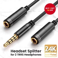 3.5mm Audio Splitter Cable, 1 Male to 2 Female, Microphone Headphone Y Splitter for AUX Cable, Headp