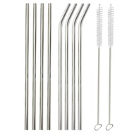 8 Stainless Steel Metal Drinking Straw Reusable Straws set + 2pcs Cleaner Brush