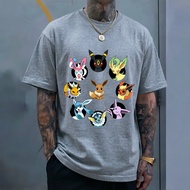 Bandai | Pokemon Eevee Evolution T-shirt Eeveelutions All Forms Print Men Anime Short Sleeve Cotton 