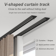 Aluminum Alloy Curtain Track Curtain Rod V-shaped ultra-thin single and double curtain guide rail Mu