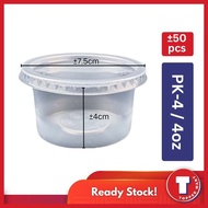 Benxon - PK-4 - Round Plastic Container ±50pcs / Bekas 4oz / Bekas Dadih/ Bulat /Jelly