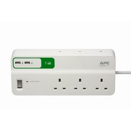 APC Essential Surge Arrest 6 outlets with 5V, 2.4A 2 port USB charger Surge Protector, 230V UK PM6U-