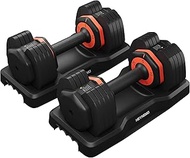 Heynemo Adjustable Dumbbell Double, 5LB to 25LB Adjustable Dumbbells with Anti-Slip Metal Handle for