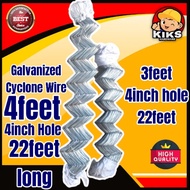 Galvanized Cyclone Wire 4feet and 3feet height x 4 inches hole x 6meters long