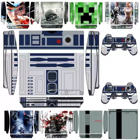 3411 Vinyl Skin Sticker Protector for Sony PS3 Slim PlayStation 3 Slim and 2 controller skins Sticke