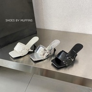 (In stock) 2YK style high heels with silver buckle pattern trendy 2024