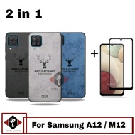 Paket 2in1 Case Deer Samsung A12 M12 Free Tempered Glass Layar
