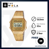 (2 Years Warranty) Casio Vintage Retro Gold Digital Dial Stainless Steel Unisex Watch A168WG-9W