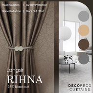 Langsir Rihan 95% Blackout UV Protect Curtain 3D Amboss Corak Tebal Berat Hook / Ring Sliding