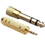 2-Pack 6.5mm to 3.5mm and 3.5mm to 6.5mm Audio Adapter Set 1/4-inch - 1/8-inch and 1/8-inch - 1/4-in
