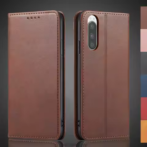 Magnetic attraction Leather Case for Sony Xperia 5 J8210 J8270 J9210 J9260 Holster Flip Cover Case W