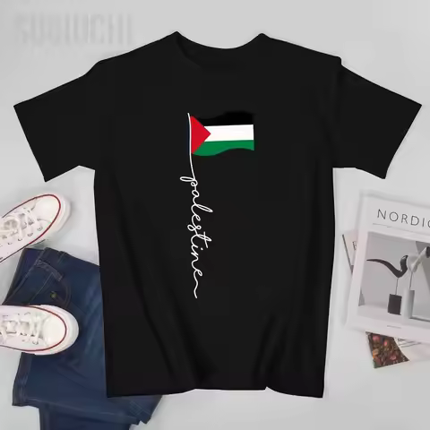 Unisex Men Palestine Flag With Palestine Name For Palestinians Tshirt Tees T Shirts Women Boys 100% 