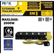 PEAK SIRIM 2way 3way 4way 5way Trailing socket 2 Meter 5 Meter Cable Extension Trailing Socket With 