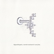 Nora Ana Star Garland Threaded Stud Flatback Earring Titanium ASTM-F136 Surgical Implant Grade