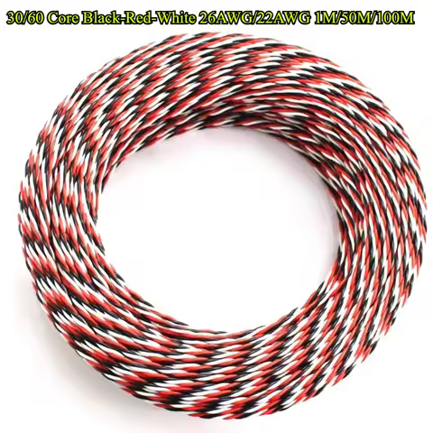 1M/50M/100M 22AWG 26AWG 30/60 Core 3 way Twist Servo Extension Cable JR Futaba Twisted Wire Lead For