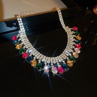 Exaggerated Square Diamond Tassel Necklace