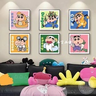 Crayon Shinchan 12 Chinese Zodiac Canvas Painting, Cartoon Dopamine Style Wall Art Poster Prints, Fr