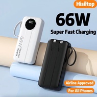 [ Local Stock& COD]HISILTOP 20000mAh 60w Super Fast Charging PD20WBuilt in 2 Cables LED Capacity Dis
