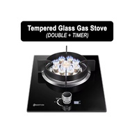 7Star 7kw+7kw Dapur Gas Tempered Kaca Gas Stove Tempered Glass Embedded Double Burner Household Kitc