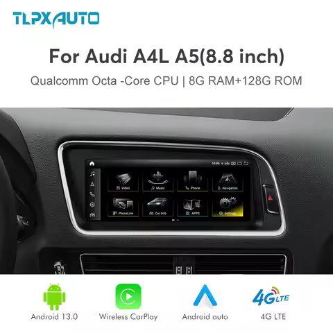 8.8" Android 13 8G+128G Qualcomm Octa-Core For Audi A4 A5 S4 S5 RS4 RS5 Q5 2009-2018 Upgrade Car Rad