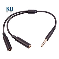 Audio Adapter Cable 6.35 mm Male to 2 6.35 mm Female Audio Adapter Cable 1/4 6.35mm Plug to Dual 6.3