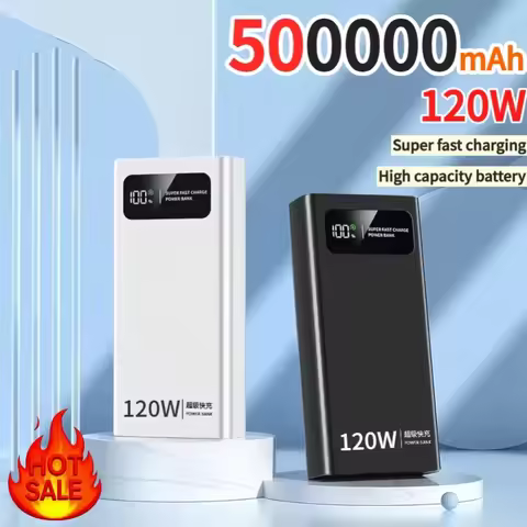 New 500000mAh Power Bank 120W Super Fast Charging Battery High Capacity Digital Display Power Bank F