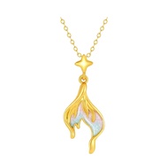 CTS 24K 999 Gold Enamel Luminous Mermaid Tail Necklace Pendant Gift for Girlfriend Women CHOW TAI SE