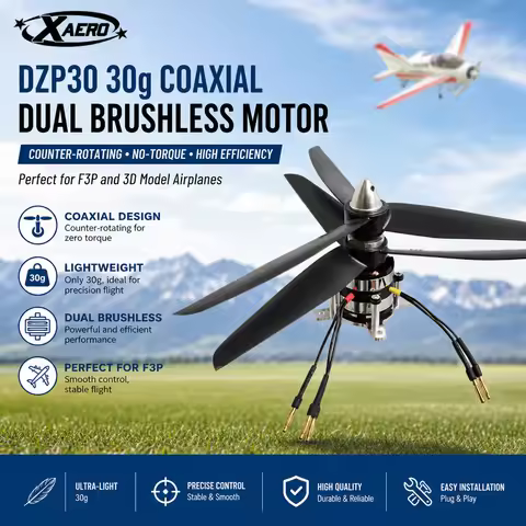 XAERO DZP30 30g Coaxial Dual Brushless Motor Counter-Rotating No-Torque for F3P Model Airplane with 