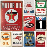 Vintage Metal Tin Signs Gulf Esso Agip Texaco Sinclair Mobile Man Cave Plate Motor Oil Garage Wall S