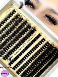 50D/80D/100D Cluster False Eyelashes 240Pcs Diy Eyelash Extensions