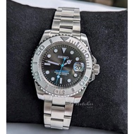 Seiko Mods Yacht Master grey silver stainless steel watch rubber band watch Seiko modify Seiko custo