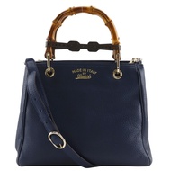 Gucci Bamboo Shopper 小號手提包/肩背包 336032 小牛皮 海軍藍 斜背包、肩背包、手提包、兩用包、A5 尺寸、磁扣、女士 [二手]