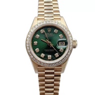 Rolex Women's Clothing Log Type 18K Gold Green Disc Diamond Automatic Mechanical Watch Ladies 69178 Rolex