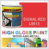 L6613 SIGNAL RED / 1L ( Heavy Duty Brand ) High Gloss Finish Paint for Wood & Metal ( 1 LITER )