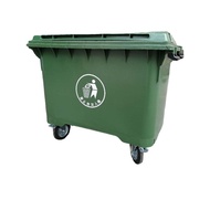 500L Large outdoor trash bin, large-capacity hand-pushed bin, municipal sanitation bin with brakes, 