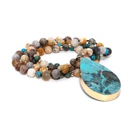 Ocean Pendant E-commerce Ocean Stone Necklace Bohemian Style Hot Sale 2021 Water Drop Cross-Border C