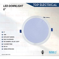 LED DOWNLIGHT NSB 6" / NSB-R3188R-18DL / 18W / ROUND / DAYLIGHT 6000K / BUILT-IN DRIVER / SIRIM APPR