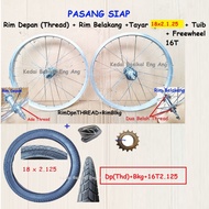 18 x 2.10  , 18 x 2.125  PASANG SIAP rim - rim 18" basikal , tayar 18x2.10 dan tuib . Terus pasang k