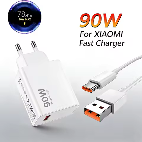 90W USB Quick Charger 6A Charge Cable for Xiaomi 15 14 13 Ultra Redmi Note 12 Pro Poco X7 F6 Fast EU