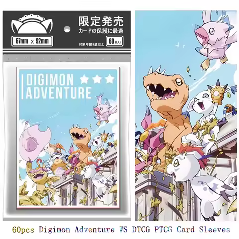 60PCS Anime Digimon Adventure Card Sleeves Games Digimon Team Figures Original Flash Shine PTCG Trad