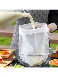 1個可重複使用的網狀濾袋，適用於豆漿、堅果牛奶、茶、咖啡、酸奶等 - 廚房用細網濾器，易於清洗和耐用