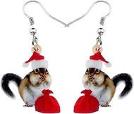 Acrylic Christmas Nut Squirrel Dangle Earrings Fashion Jewelry For Women Girls Ladies Funny Gift