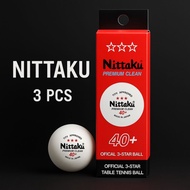 Nittaku Table Tennis Balls 3-Star Premium Clean  3pcs Antiviral & Antibacterial ITTF Approved Balls 