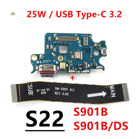 For Samsung Galaxy S22 5G SM-S901B S901B/DS USB Type-C 25W Fast Charger Charging Port Dock Connector