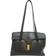 CELINE/賽琳 Seize Soft 16 中型單肩包 195543，灰色皮革配金色五金，女款