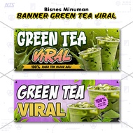✨READY DESIGN✨ BANNER AIR GREEN TEA VIRAL - Tebal / Kalis Air / Tahan Lasak - Peniaga Penjual Air Ba
