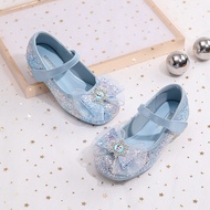 【Ready Stock】Girls Kids Shoes High Heels Crystal Princess Elsa Girl Soft Leather Shoes Birthday Gift